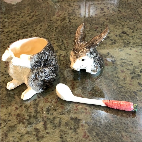 1980’s Japan Made Vintage Bunny Shaped Lidded Dish With Spoon - Picture 5 of 8